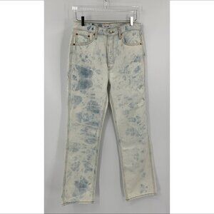 RE/DONE 90s high rise loose jeans Sunbleach light acid wash straight blue new 28